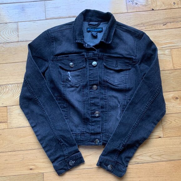 MOTO Jeans Black Denim Jacket | Women’s Size Small | Classic Trucker Style - Picture 2 of 8